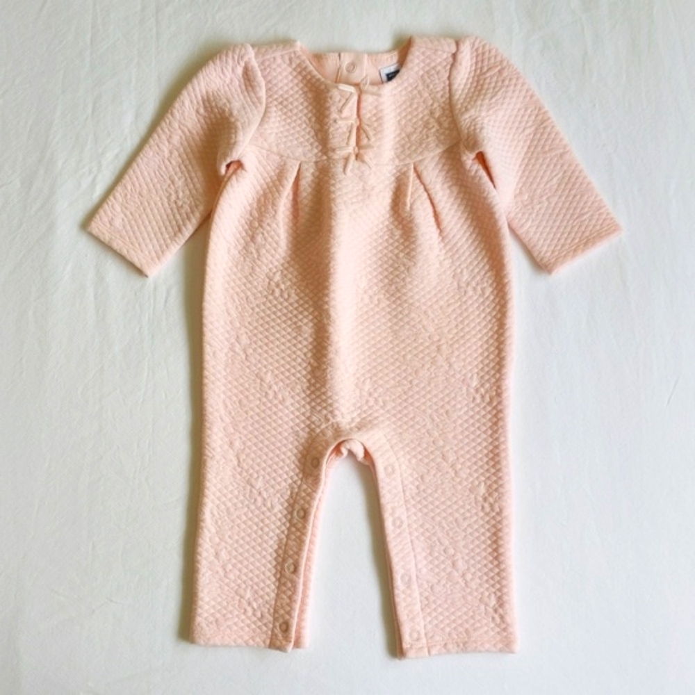 NEW janie & jack soft pink quilted floral jumpsuit 3-6 months baby girl